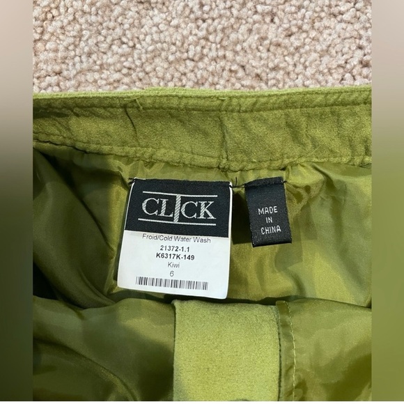 CLICK Vintage Kiwi Suede Front Slit High-Waist Pencil Skirt - Picture 3 of 9